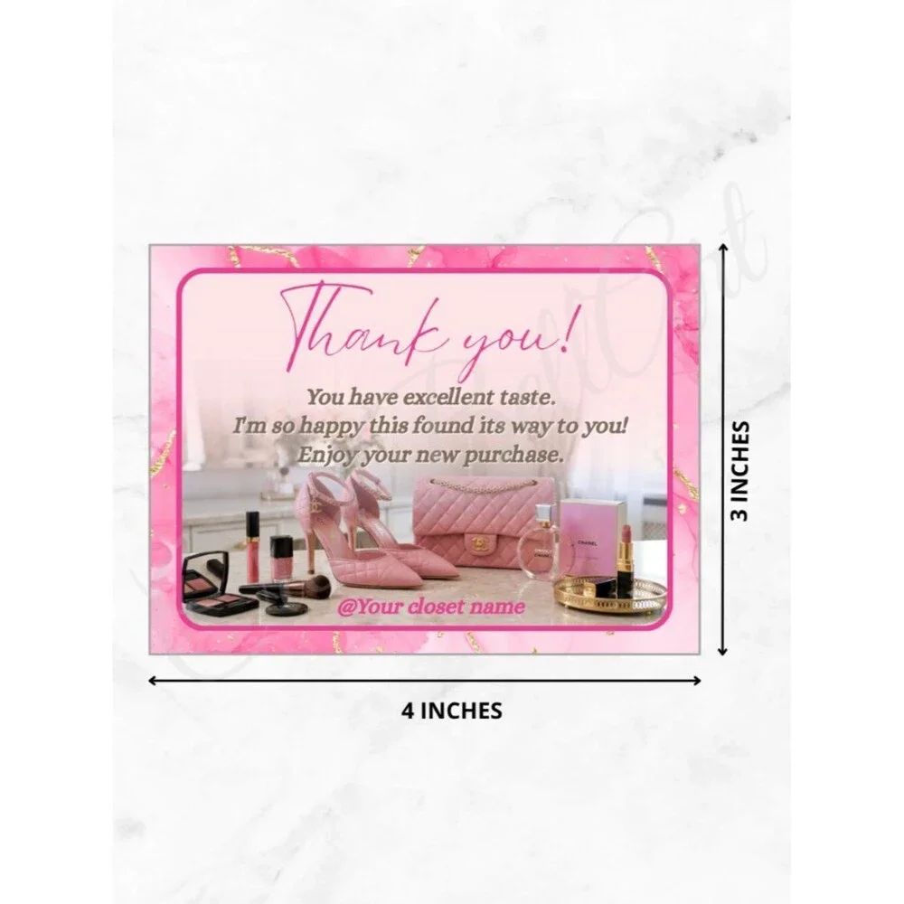 100 Personalized Makeup Thank You Cards Small Business, 4×3 in